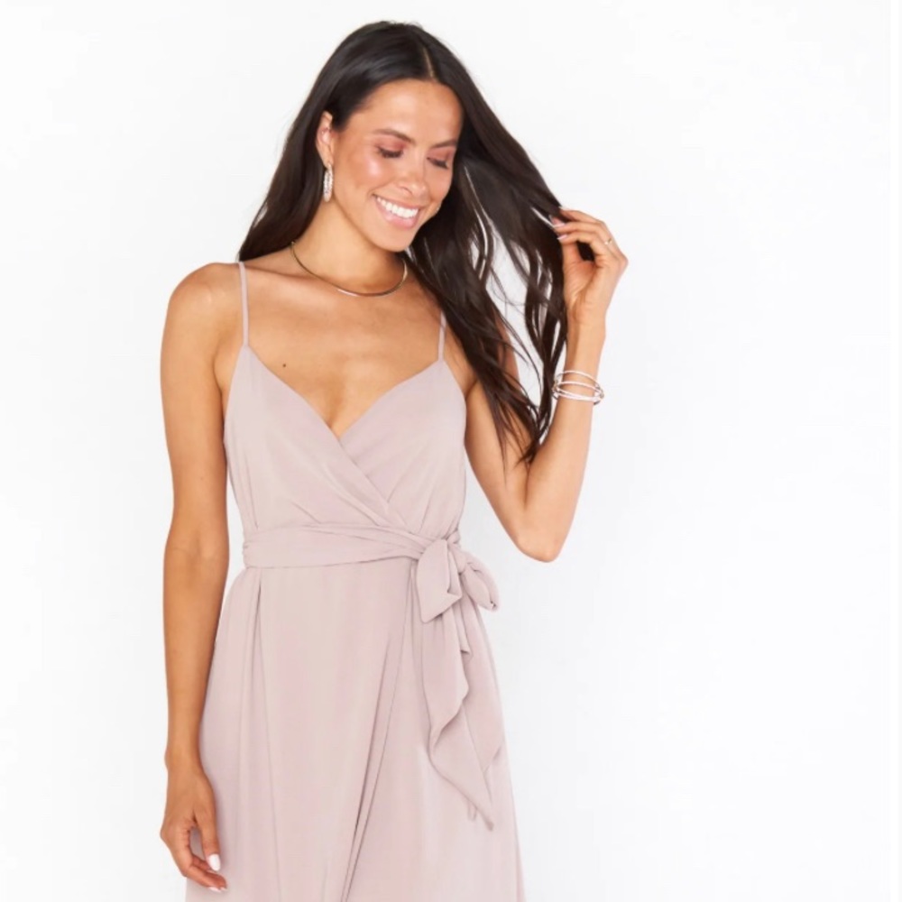 Show mr Your Mumu Liz Maxi Dress Soft Beige chiffon Size L NWOT